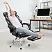 COLAMY Office Chair with Footrest, Ergonomic High Back Design Executive Computer Desk Chair with Removable Lumbar Pillow, 90-135°Reclining, Thick Bonded Leather for Home Office Work Comfort, Black