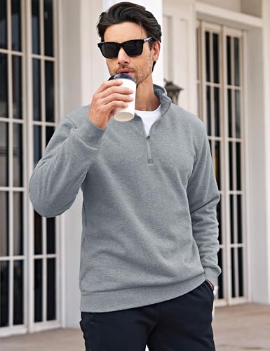 Image of MAGCOMSEN Men's Sherpa Lined Quarter Zip Fleece Heavyweight Pullover Winter Warm Sweatshirts
