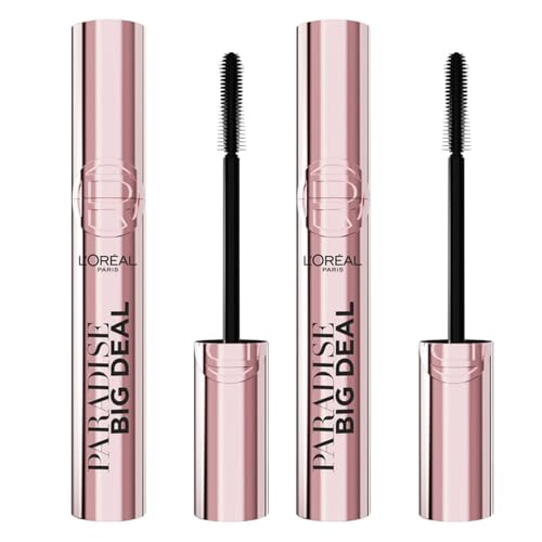 L'Oreal Paris DOUBLE Mascara, Paradise Big Deal Lengthening And Volumising Mascara, For Buildable Lash Impact, No Clumping, Suitable For Sensitive Eyes And Contact Lens Wearers, Washable Black