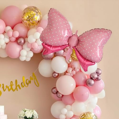 Image of SpecialYou Bow Theme Happy Birthday Decoration Kit for Girls- 49Pcs with Pink & White Balloons for Birthday Decor Items, Aesthetic Room Decor Items Pinterest Finds