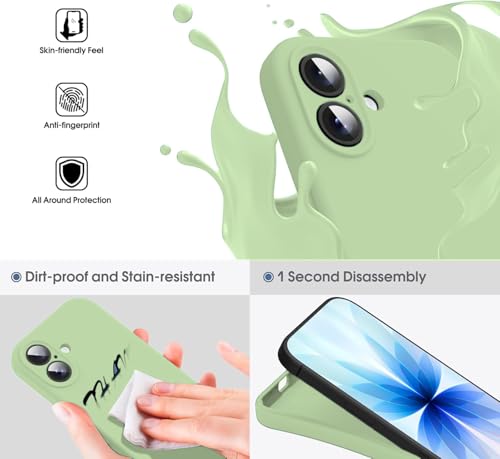 Image of DIZORO Compatible for (iPhone 17 Case) Slim Liquid Silicone Case 3 Layers Full Covered Soft Gel Rubber Phone Case Protective Cover - Matcha