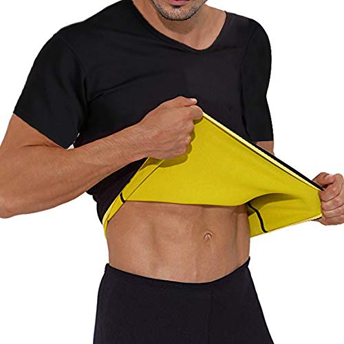 OEAK T-Shirt de Compression Homme Manches Courtes Top Sauna Amincissant Slim Fit Blouse Vêtement de Musculation Perdre du Poids pour Sport Fitness Cover