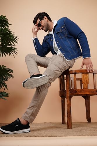 Image of Pure Cotton Enzyme Washed Biker Jacket /Casual Jacket - Black /Grey
