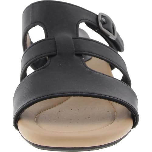 Clarks Clarks Women's Desirae Palm Heeled Sandal, Black Leather, 6.5 Medium US
