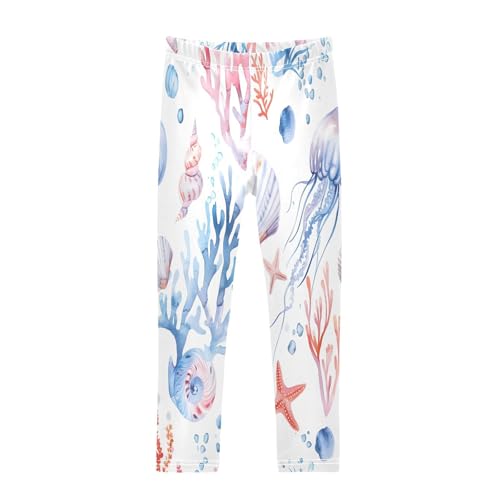 Bolaz Toddler Girls Leggings Printed Yoga Pants Leggings Jellyfish Seahorse Shells for Kids