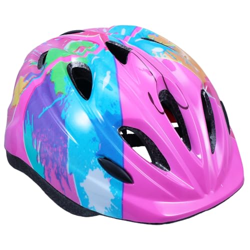 Abaodam Casco de Bicicleta Infantil Ajustable para Protección Profesional para Ciclismo y Deportes al Aire Ligero y Transpirable Diseño Compacto Rosa con Flores