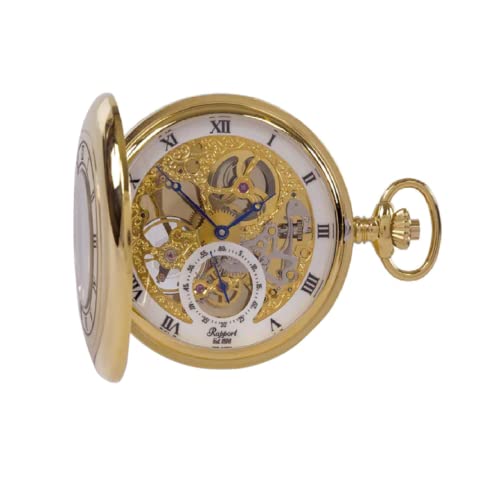 Rapport Vintage Pocket Watch With Chain Classic Oxford Half Hunter Pocket Watch With Roman Numeral Skeleton Dial - Gold #TOP1