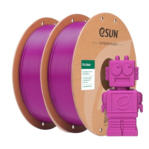 Image of eSUN PLA Basic Filament 1.75mm, 3D Printer Filament High Speed PLA for Fast Printing, 1KG per Spool, 2 Spools High Speed 3D Printing Filament, Purple