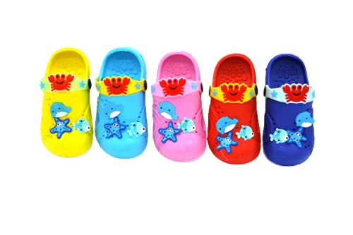MOMISY Kids Clogs Mule Shoes Boys Girls Slip On Sneakers Toddler Garden Shoes Water Shoes for Beach Pool Shower Rainy Sandals-Indian Size:23, Age:3 Years, Multi-Colour-Aqua, 1 Pair