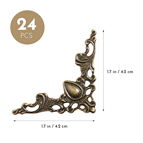 Winomo 24 Pcs Corner Protector,Vintage Metal Book Corner Protector Album Corner Decorative Protector Cover (Antique Bronze) #TOP4