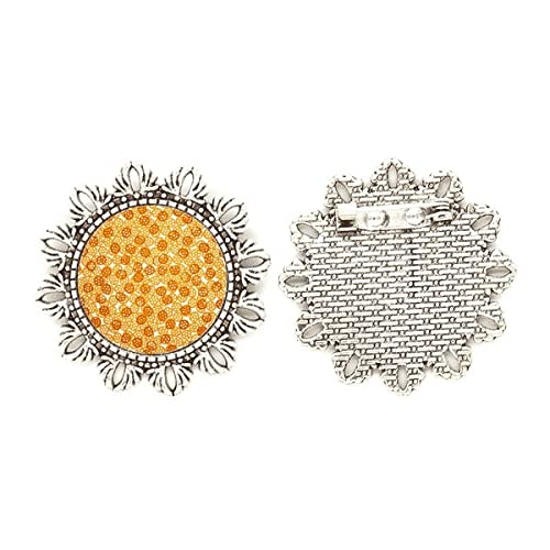 Broche de rueda de comida deliciosa y flores, un regalo plateado original