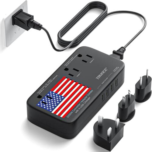 Image of DOACE Voltage Converter US to Europe, 350W Converter for European Travel for Hair Dryer Curling Iron and Hair Straighteners, 220V to 110V Converter Plug Adapter with 2 USB A & 2 USB C Ports