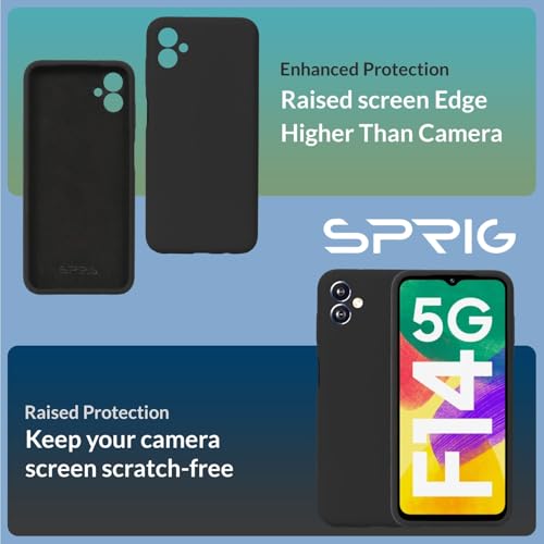 Image of SPRIG Compatible with Samsung Galaxy F14 5G Premium SilkTone Back Cover Drop Tested Shock Proof Mobile Case for Men, Women, Boys and Girls with Camera Protection (Black)