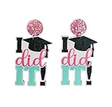 2026 Graduation Cap Stud Earrings for Women Acrylic Drop Dangle Earrings for High School College Class Graduation Jewelry First And Last Day of School Gifts-H
