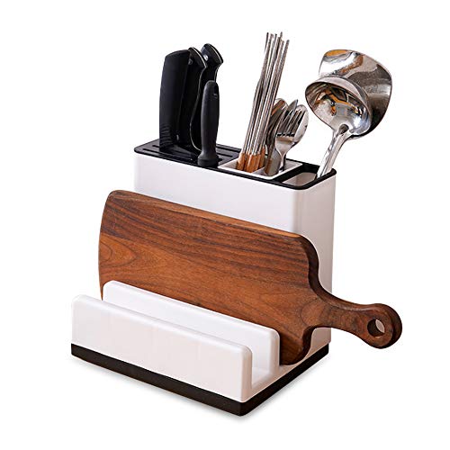 Lesgos Küchenutensilienhalter für Arbeitsplatte, Messerblock-Set, Küchenarbeitsplatte, Multifunktionale Organisation Aufbewahrungsablage für Topfdeckel, Schneidebrett, Essstäbchen, Löffel, Messer