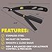 The Beard Club Straight Razor for Men - Navajas Para Barbero - Barber Straight Edge Razor Kit - Single Derby Blade Cutthroat With 5 Replaceable Stainless Steel Blades - Black