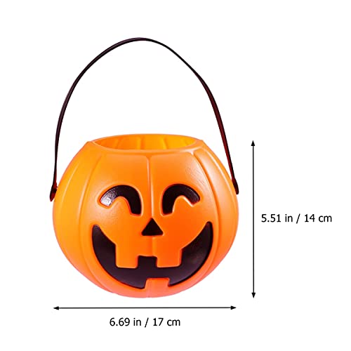 CLISPEED 17cm Halloween Pumpkin Candy Bucket for Kids Portable Trick or Treat Pumpkin Candy Pail Holder Container Jar Halloween Decortaions - Image 2