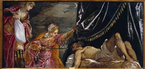 IPLUPJDY Pintura Sobre Lienzo Cuadro Famoso Pintura Sobre Lienzo Judith y Holoferne Pintura de Jacopo Robusti Tintoretto para Decoraciones del Hogar 60x90cm