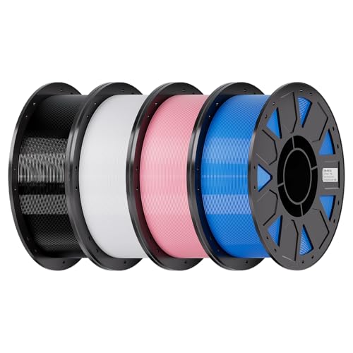 Image of Creality Ender PETG 3D Printer Filament 1.75mm 4KG (8.8lbs), High Precision, Strong Toughness, Odorless, Better Flow, Moistureproof 3D Printing Ender PETG Filament, Black+White+Pink+Tech Blue