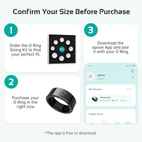 Image of opove O Ring Smart Ring for Women Men, Black-Size 9, Size Before You Buy