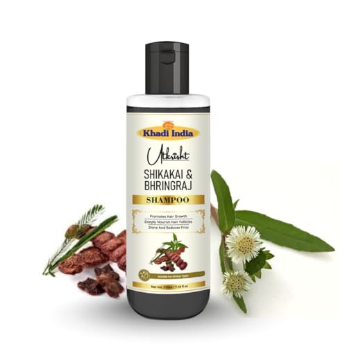 Image of Khadi Shikakai & Bhringraj Natural Hair Shampoo for Hair Fall Control, Dandruff Care & Hair Growth - Herbal Cleanser for Men & Women - Gentle Daily Use | 210ml