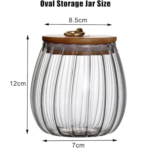 Image of Set of 2 Pumpkin-Shaped 600ml Glass Storage Jars with Bamboo Lids - Airtight Oval Canisters for Cookies, Snacks, and More