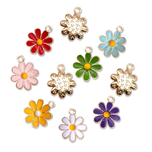 SSYHQAX 35 Pcs Alloy Enamel Daisy Flower Spring Floral Themed Various Jewelry Making Necklace Bracelet Earring DIY Jewelry Accessories (35 Daisies)