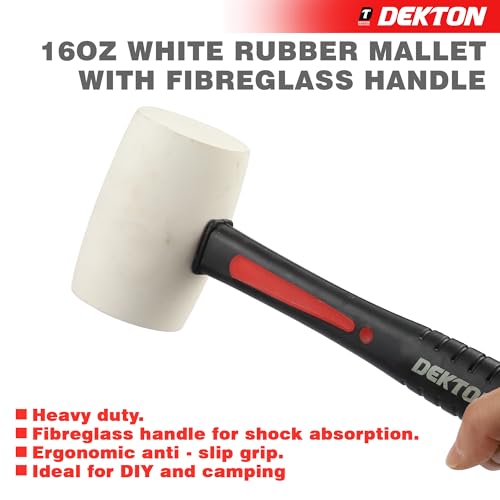 Dekton 16oz White Rubber Mallet with Fiberglass Handle-Durable & Lightweight - Image 3