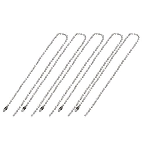 Aexit 5pcs 2.4mm Lighting fixtures and controls Dia 316L Stainless Steel Beaded Ball Keychain 30cm Length Silver Tone