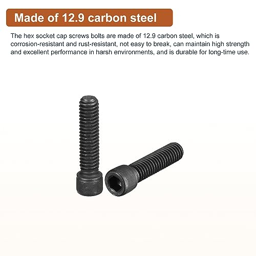 DTGN 5/16-18x1-1/4" Socket Head Cap Screws Bolts, 20Pcs 12.9 Grade Alloy Steel, Machine Hex Socket Screw, Hex Drive - Image 3