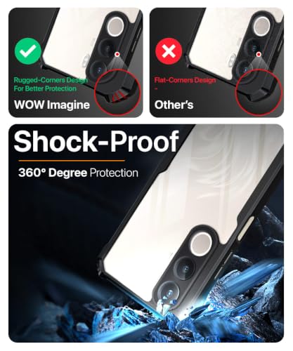 Image of WOW IMAGINE Shock Proof Clear Back Case Mobile Cover for Realme C100x (Hard | Hybrid PC + TPU | Full Armour Device & Camera Protection | Black)