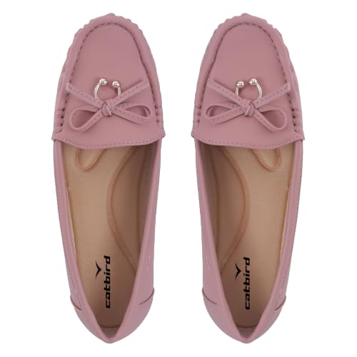 Image of CatBird Women's Flat Shoes for Casual & Office Wear, Bow Detail Slip-On Loafers