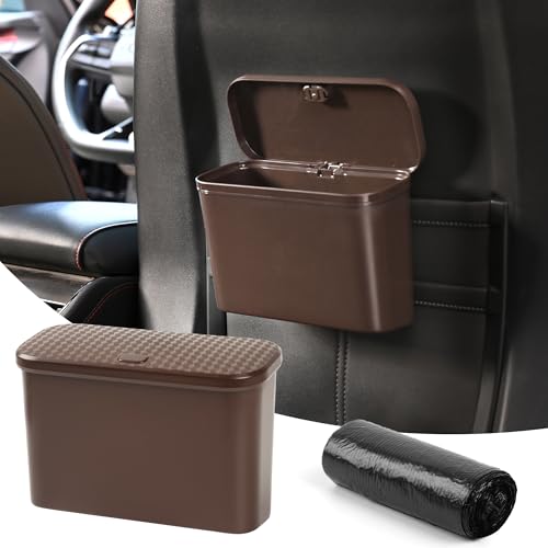Image of Car Trash Can, Waterproof Multi Functional Auto Trash Bin for Door /Console /Seat Back,Leak-Proof Trash Can for Car, Truck, SUV - Essential Car Accessories for Organization (brown2)