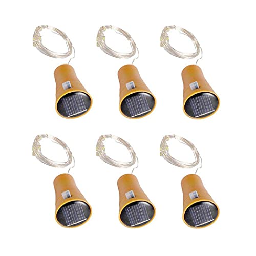 Nicedier Botella Cork Luces LED Solar Luces de Hadas de la Secuencia con 1 m de Alambre de Cobre para el Bricolaje Fiesta de la Boda Decoración Blanco frío 6PCS Cadena Luces Cover