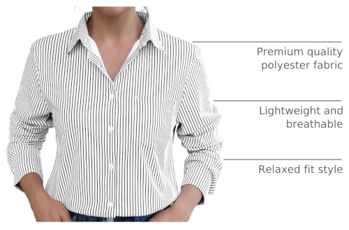 Image of Soft Wrinkle-Free Button Down Stretch Shirts for Women, Breathable Moisture-Wicking Casual Work Dress Tops