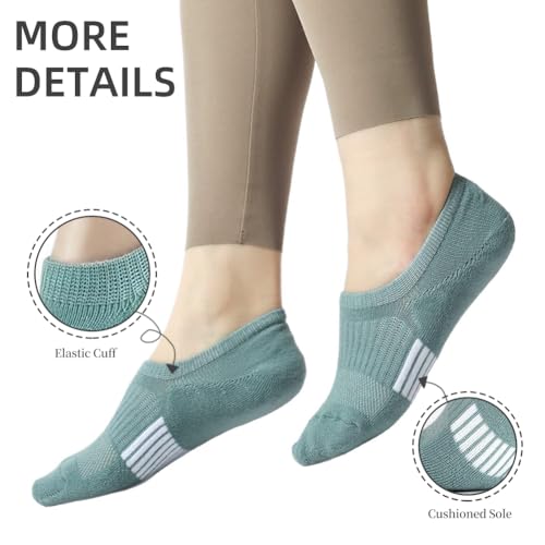 Image of Women's Ankle Cotton Socks Low Cut Athletic Running Soft Thin No Show White Socks 6 Pairs (6, Multi color)