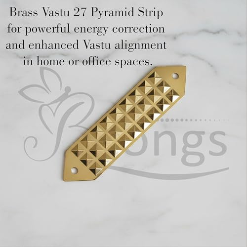 Image of Brass 27 Pyramid Strip |Size- 4Inch Approx |Weight- 65gm Approx |Strip with Pyramid Design for Correcting Corner | Home & Spritual Decor | Vastu Remedy Tool | Pack of 1