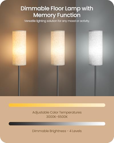 Image of Dimmable Floor Lamp for Living Room with RGB Colors, Color Changing Ambient Lighting, Corner Standing Lamp for Bedroom - Remote, Foot Switch, Timer, Warm Cool White, 10W Smart Bulb Included RE06LD05W1