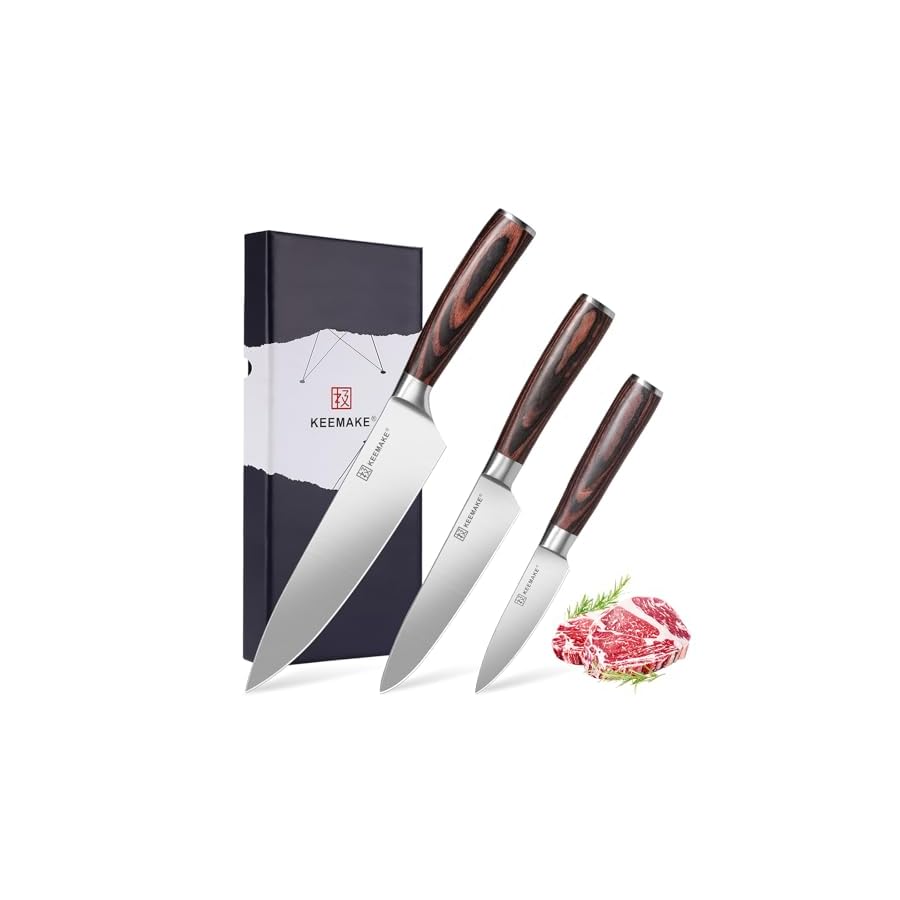 KEEMAKE-Knife-Set-Kitchen-Knives-14116-High-Carbon-Stainless-Steel-Professional-Chef-Knife-Set-of-3-Razor-Sharp-Japanese-Cooking-Knife KEEMAKE Knife Set Kitchen Knives - 1.4116 High Carbon Stainless Steel Professional Chef Knife Set of 3 - Razor Sharp Japanese Cooking Knife