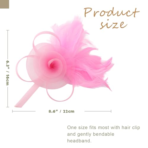 Image of DRESHOW Fascinators Hats for Women Tea Party Fascinator Hats Vintage 50s Headwear Cocktail Wedding Church Derby Hat