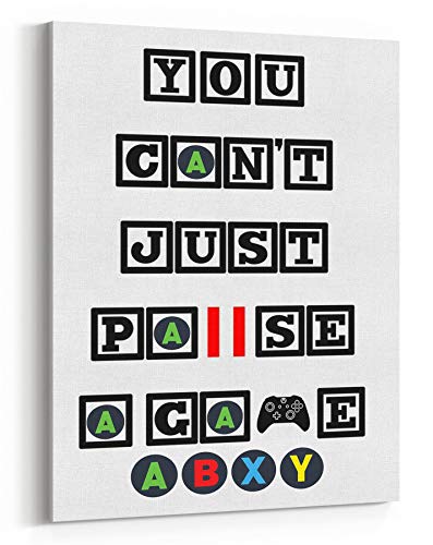 GNG Gaming Toile A4 avec citation pour chambre d'enfant Can't Pause XB