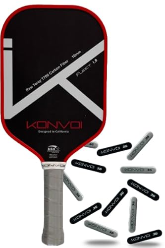 Konvoi Fleet 1.0 Pro Bundle (Red) - All-Court Pickleball Paddle + Lead Tape Performance Tuning Kit - Premium Control, Power & Balance, Gen 3 Carbon Construction