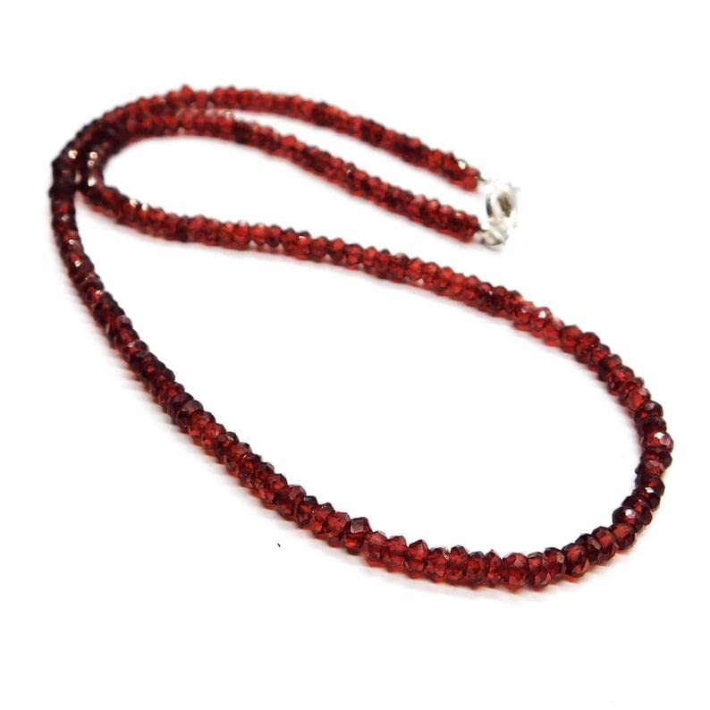 AAA+ Superb Red Garnet Rondelle Shape Gemstone Sterling Silver Necklace For Woman And Girls (20 Inches) (B0BNXMMRRH) Amazon Price History, Amazon Price Tracker