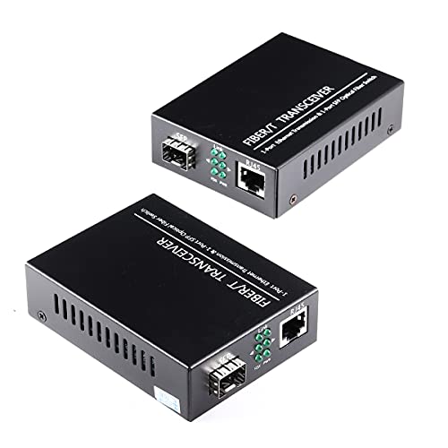 Image of Open SFP Slot A Pair of 1.25G /s Gigabit Fiber Ethernet Media Converter 10 /100 /1000Base-Tx to 1000Base-SX SMF RJ45 to SFP Slot, Support SFP Gigabit modules up to 120KM(2 Pack)