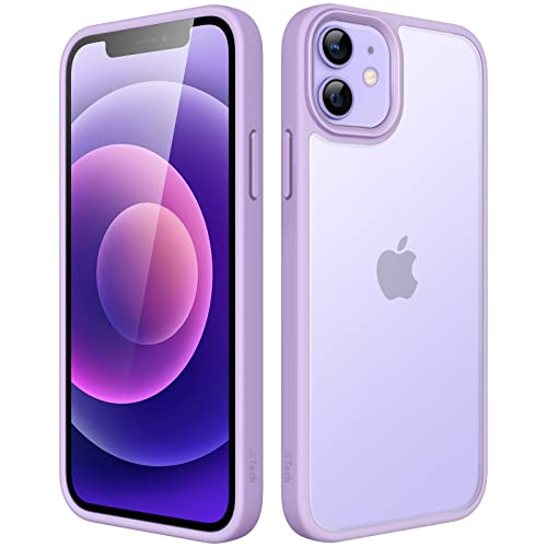 JETech Matt Hülle für iPhone 12/12 Pro 6,1 Zoll, Stoßfest Militärstandard FallSchutz Handyhülle, Mattierte Durchscheinende Rückseite Schutzhülle, Anti-Fingerabdruck (Helles Lila)
