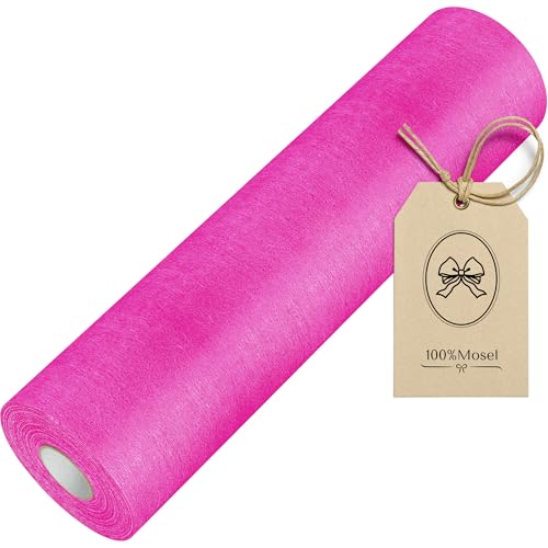 100%Mosel Chemin de Table en Non-tissé, en Rose Fuchsia (30 cm x 25 m), Nappe décorative pour Anniversaires Mariages et pour des Occasions spéciales