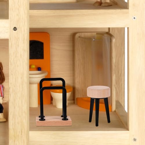 ERINGOGO Móveis Para Casa De Bonecas De Madeira 5 Peças Conjunto De Modelo De Chuveiro De Banheiro E