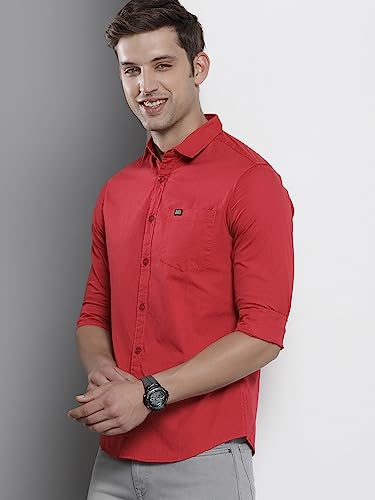 Image of The Indian Garage Co Men Slim Fit Solid Full Sleeves Cutaway Collar Casual Shirt