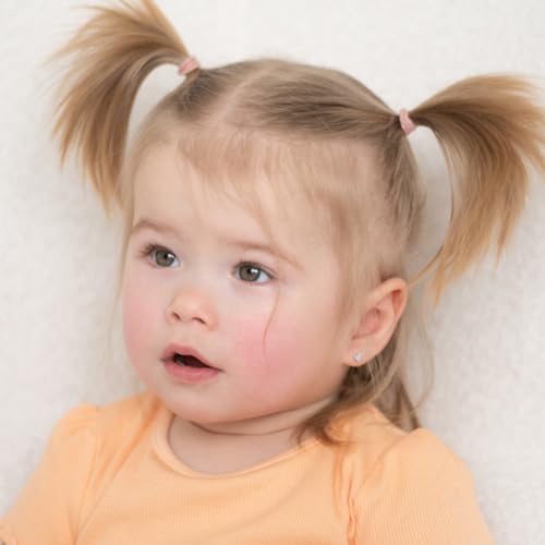 14k Yellow Gold 3mm Clear Pave Cubic Zirconia Heart Screw Backs for Little Girls to Toddlers - Tiny Round CZ Heart Screw Back Earrings for Baby Girls - Small Heart Stud Earrings for Children2