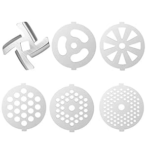 6 Piece Stainless Steel Meat Grinder Plate Discs/Grinding Blades for Food Chopper and Meat Grinder Machinery PartsApplicable 7-Word outletsCenter Hole 7mm